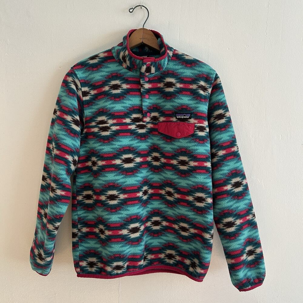 Patagonia Synchilla Snap-T Fleece Pullover Jacket Medium Aztec Wild Desert Teal